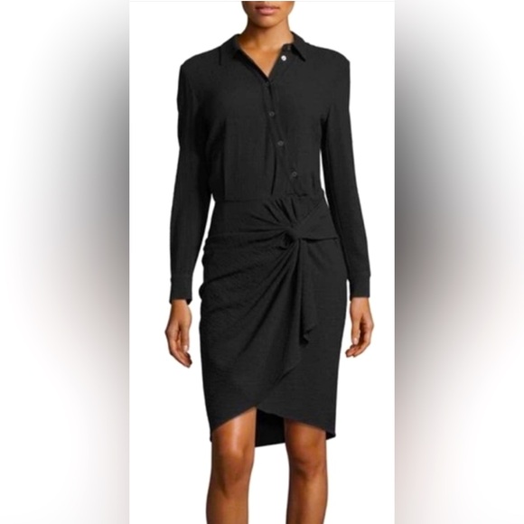 VERONICA BEARD ⭐️Wren Twist Shirt Dress Black SZ8 MSRP $550 - Picture 1 of 14